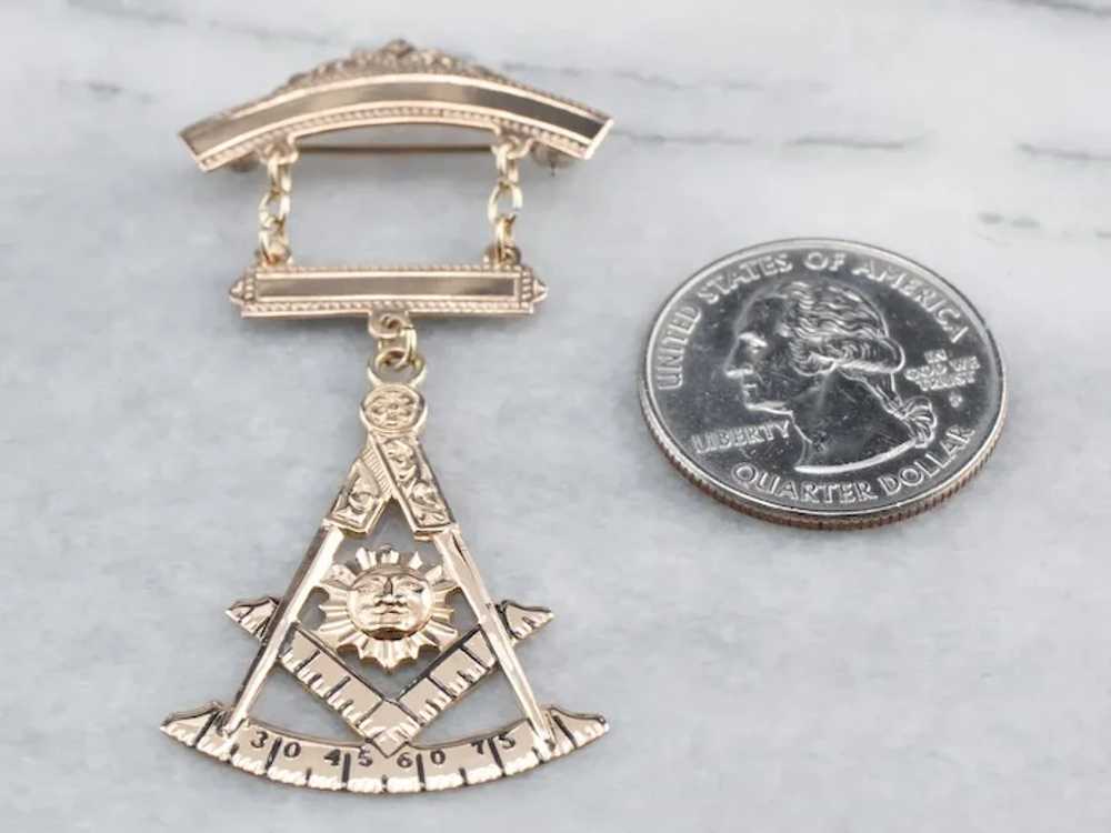 Vintage Masonic Enamel and 10 Karat Gold Medallio… - image 8