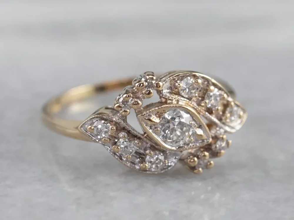 Sparkling Retro Era Diamond Cocktail Ring - image 2