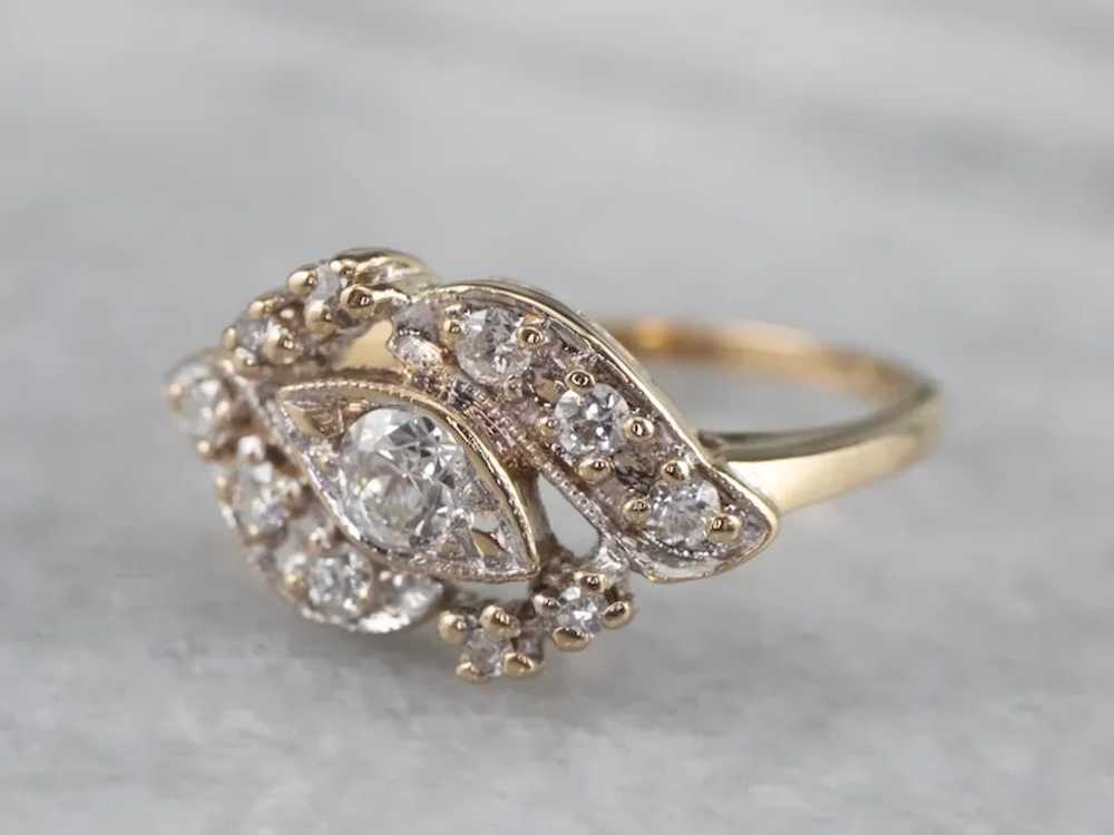 Sparkling Retro Era Diamond Cocktail Ring - image 3