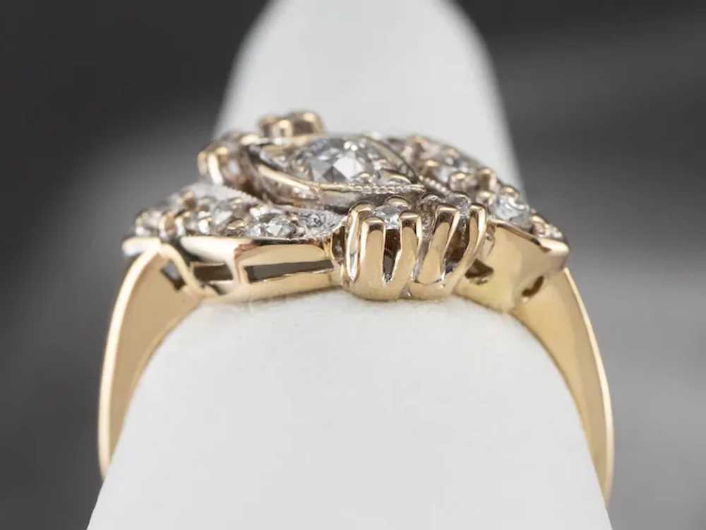 Sparkling Retro Era Diamond Cocktail Ring - image 8