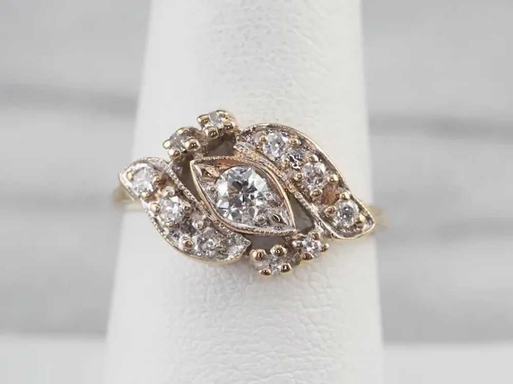 Sparkling Retro Era Diamond Cocktail Ring - image 9