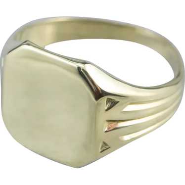 Bold 14 Karat Green Gold Signet Ring