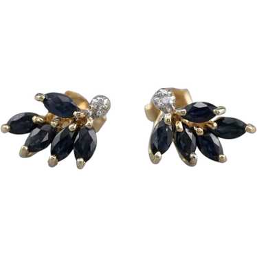 Marquise Sapphire and Diamond Earrings