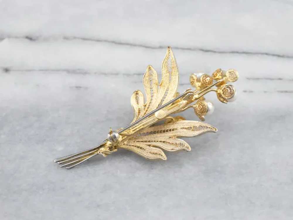 Cultured Pearl Botanical Bouquet Brooch - image 4