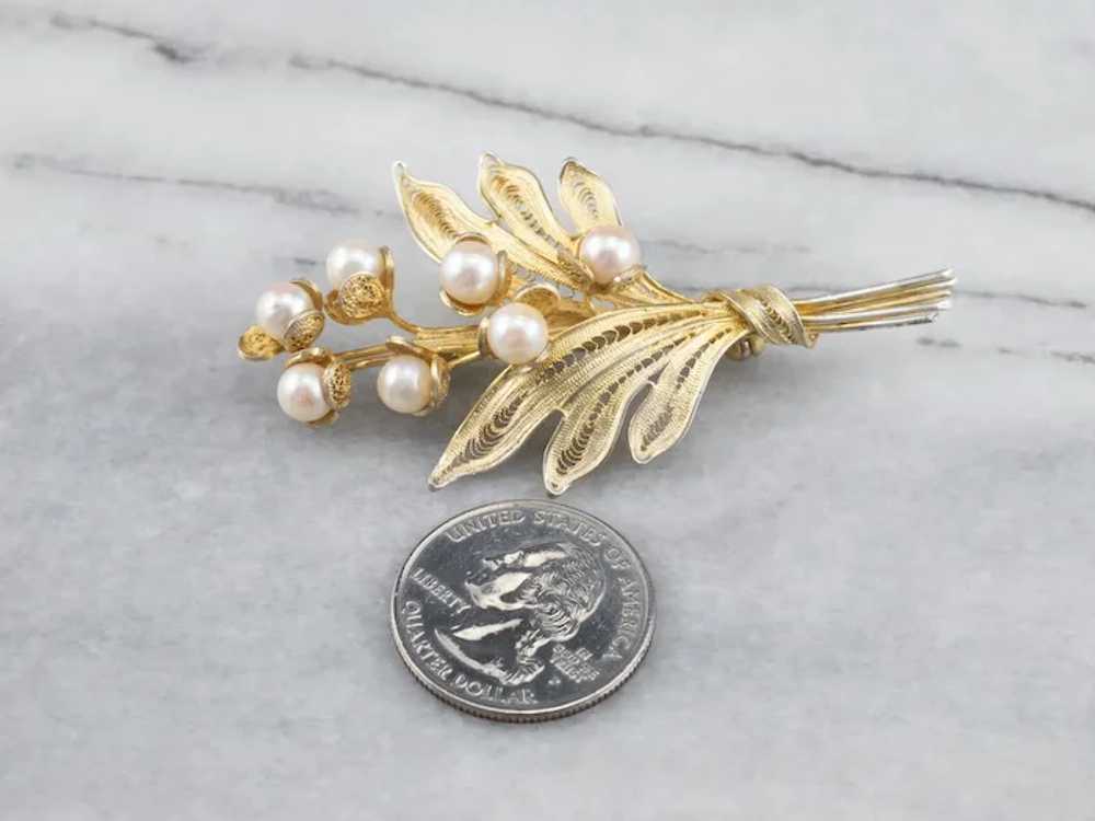 Cultured Pearl Botanical Bouquet Brooch - image 9