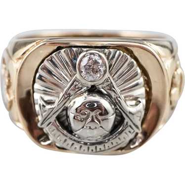 Men's Bold Diamond Masonic Ring