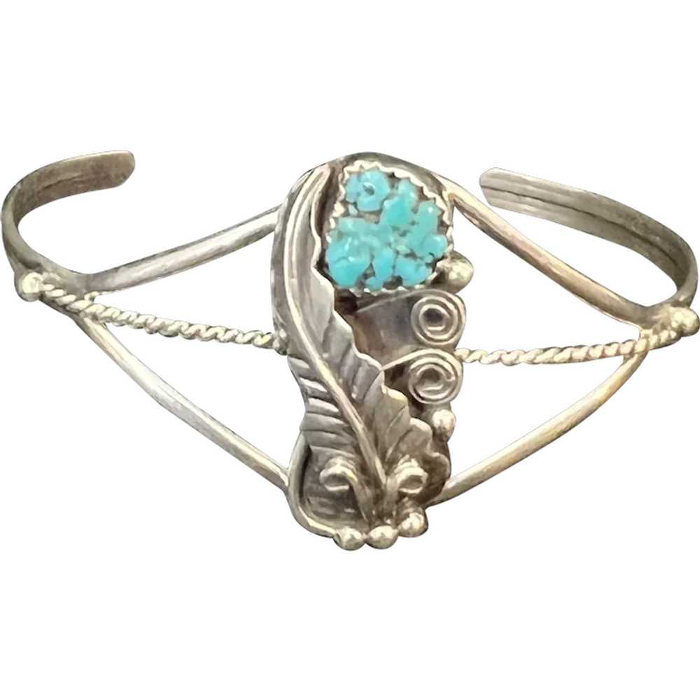 Native American Navajo Squash Blossom Bracelet St… - image 1