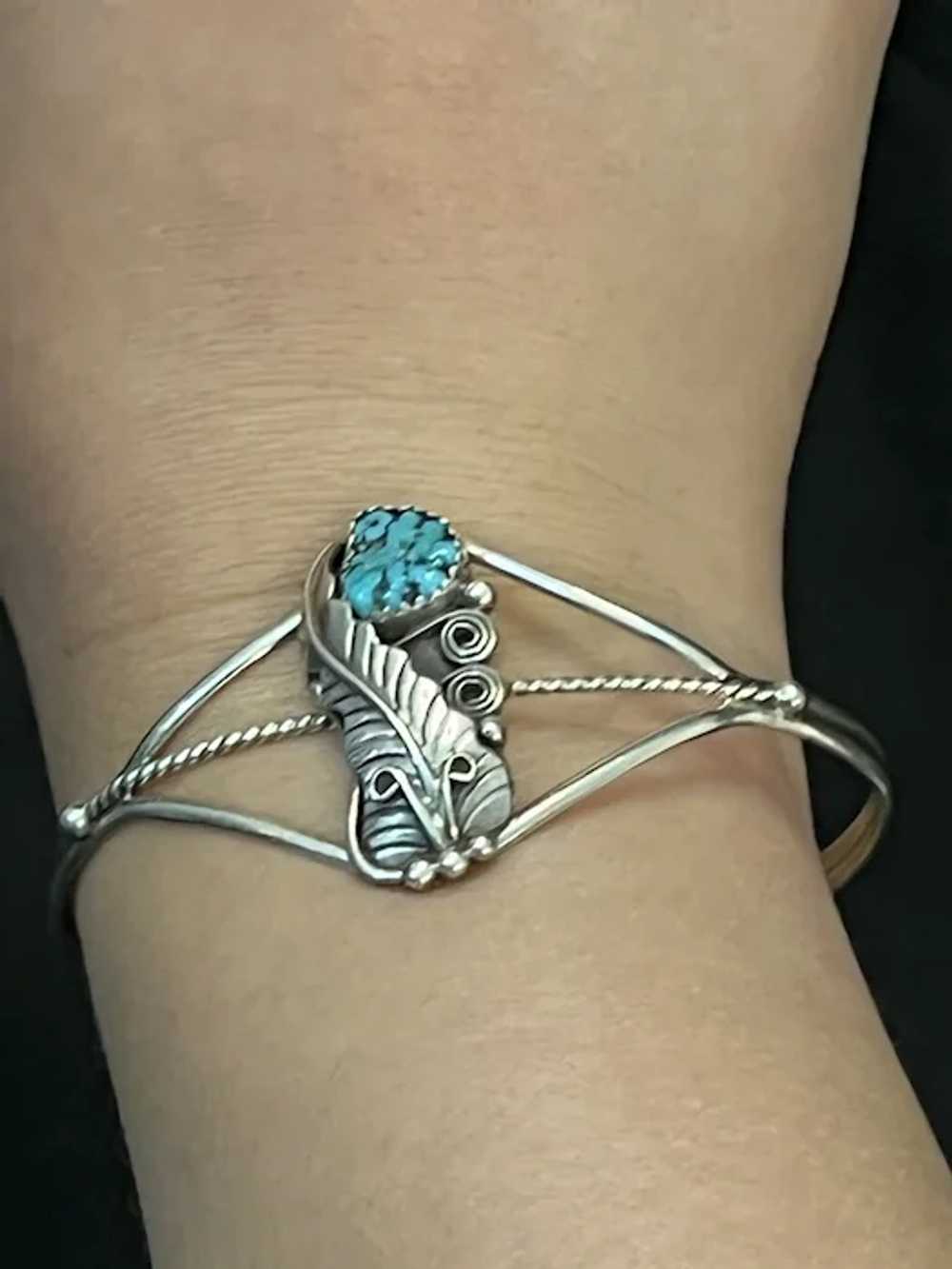 Native American Navajo Squash Blossom Bracelet St… - image 2