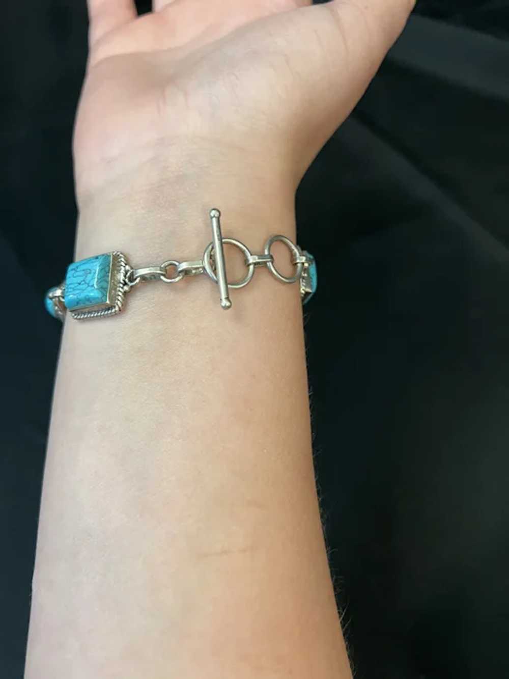 925 Sterling Silver and Turquoise Bracelet - image 10