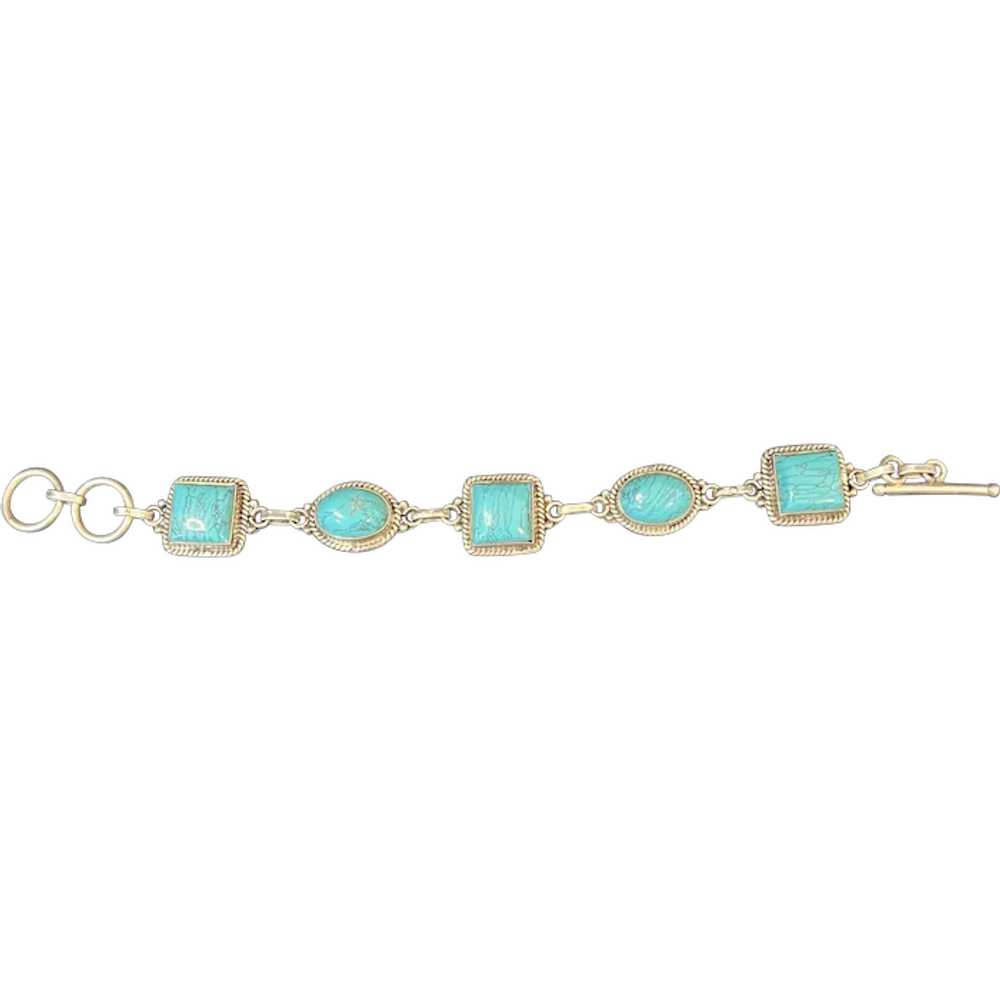 925 Sterling Silver and Turquoise Bracelet - image 1