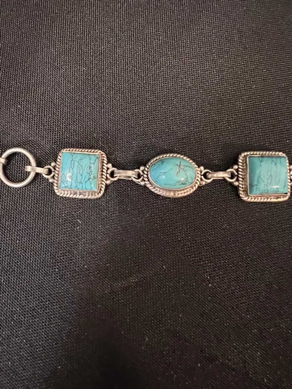 925 Sterling Silver and Turquoise Bracelet - image 2