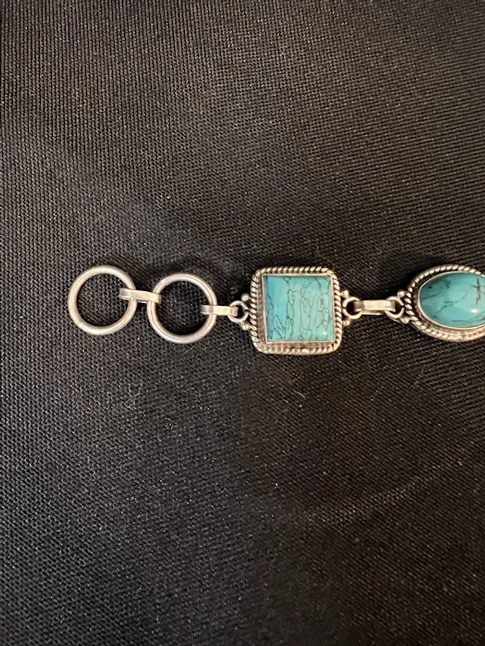 925 Sterling Silver and Turquoise Bracelet - image 5