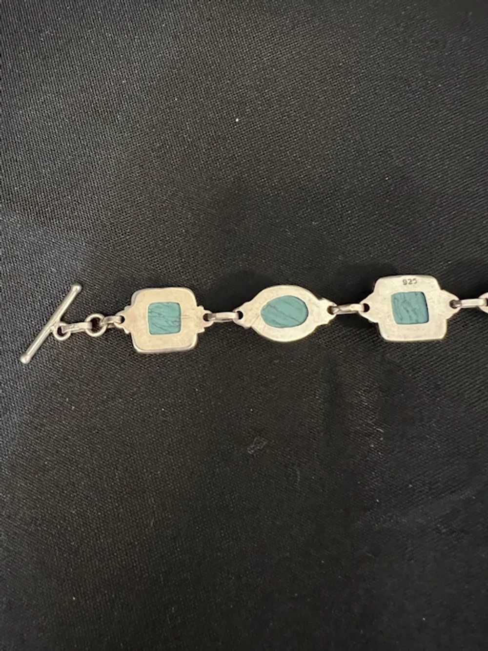 925 Sterling Silver and Turquoise Bracelet - image 6