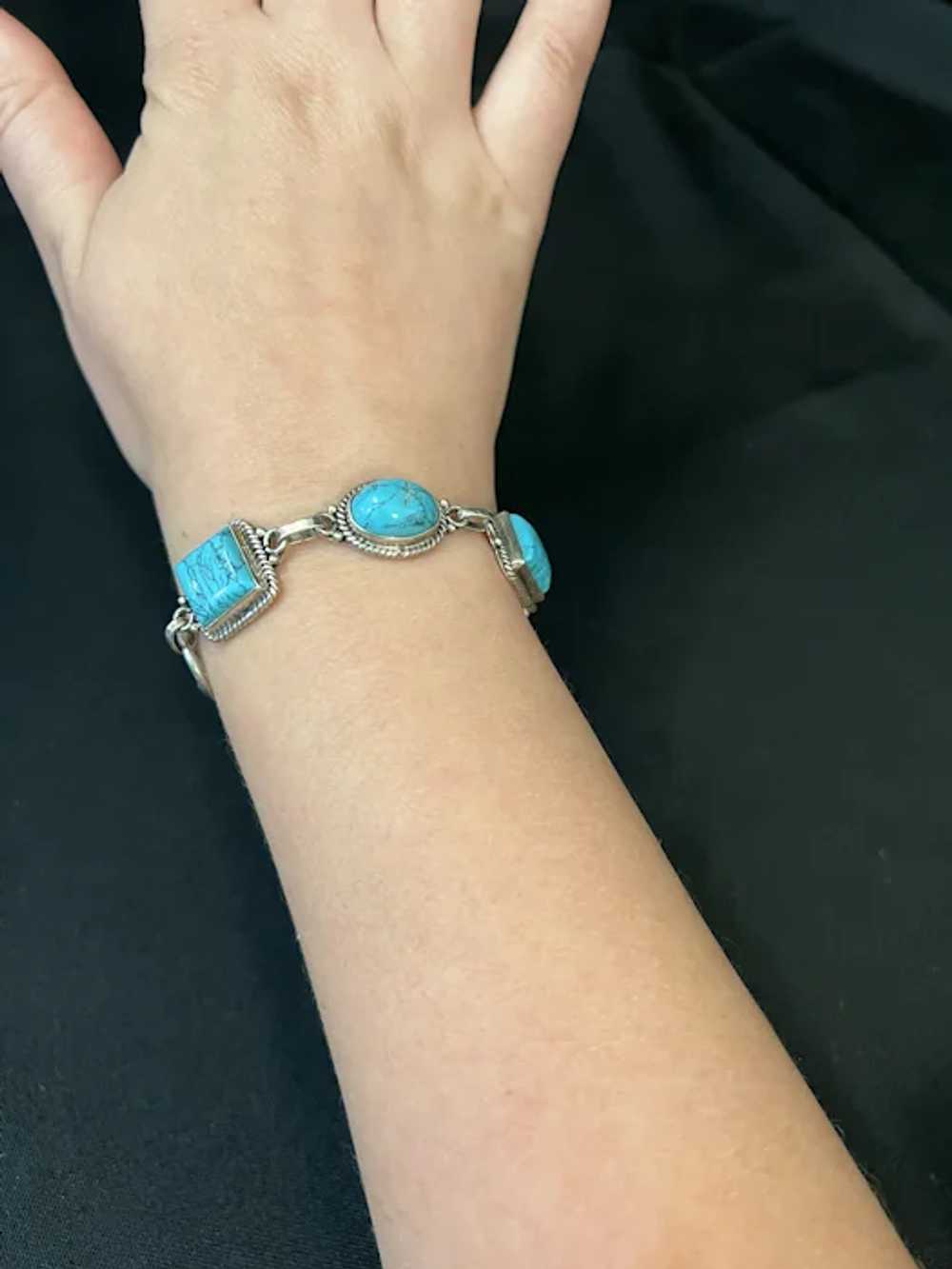 925 Sterling Silver and Turquoise Bracelet - image 9