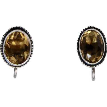 Yellow Topaz Screw Posts Earrings Sterling Silver - image 1