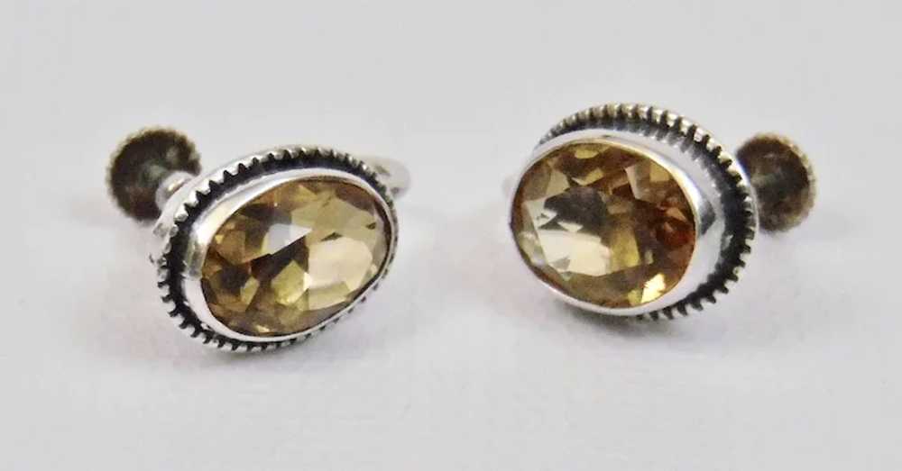 Yellow Topaz Screw Posts Earrings Sterling Silver - image 2