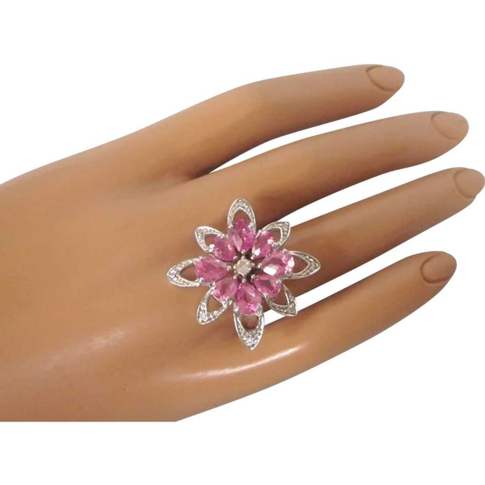 Dazzling, Huge Sterling and Raspberry Pink Crysta… - image 1