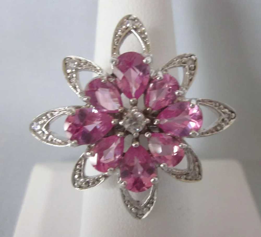 Dazzling, Huge Sterling and Raspberry Pink Crysta… - image 2