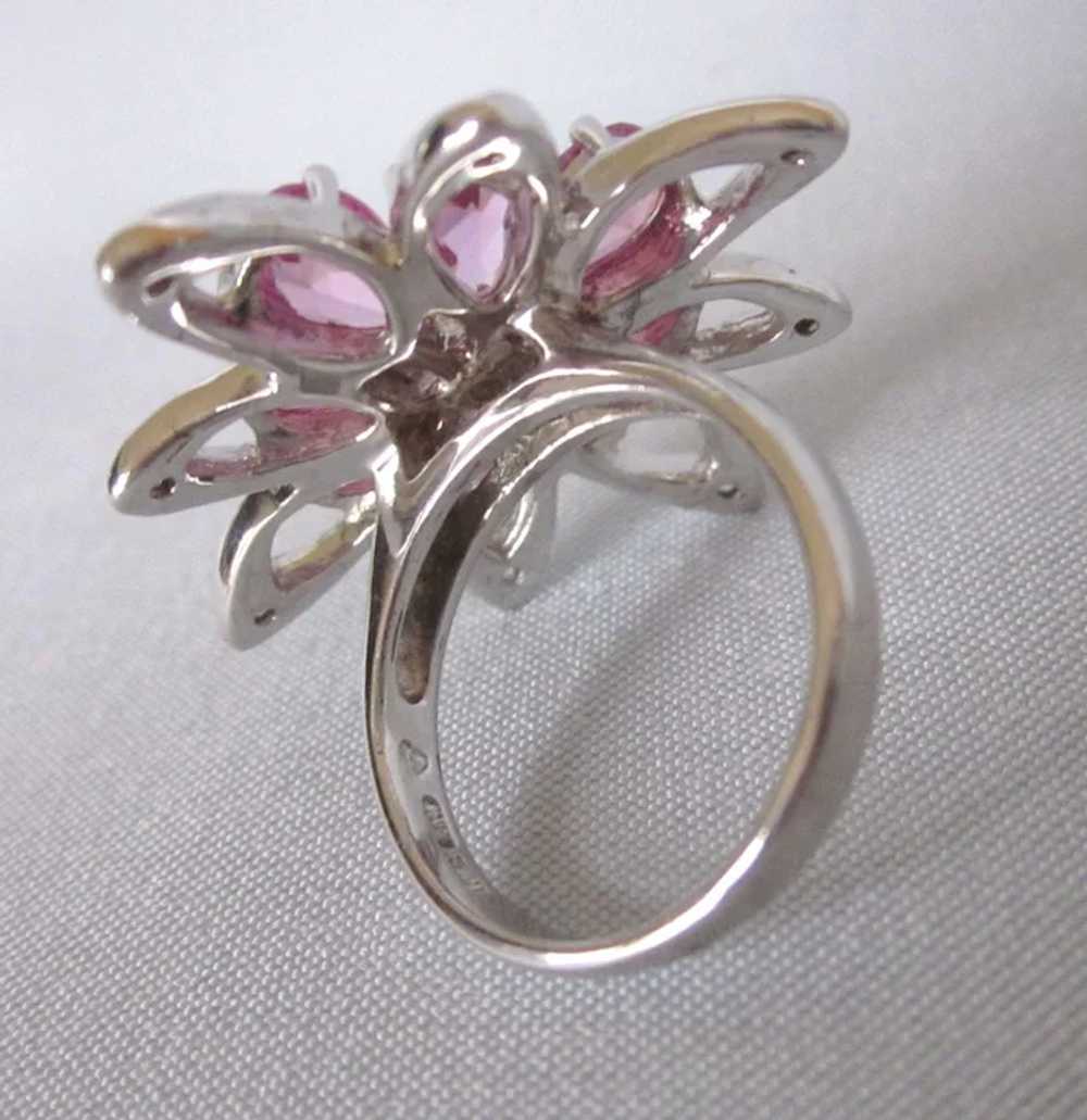 Dazzling, Huge Sterling and Raspberry Pink Crysta… - image 4