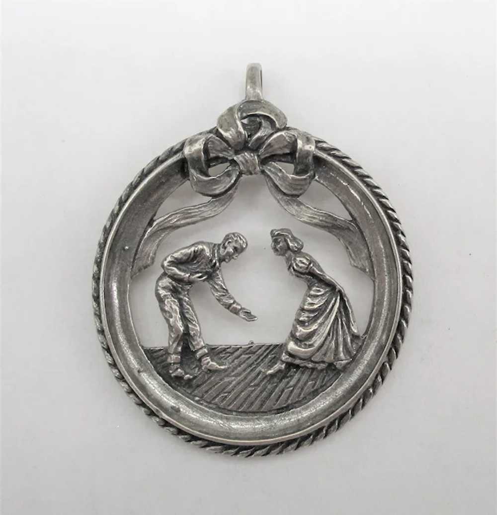 Romantic Vintage Sterling Silver Pendant - Dancin… - image 2