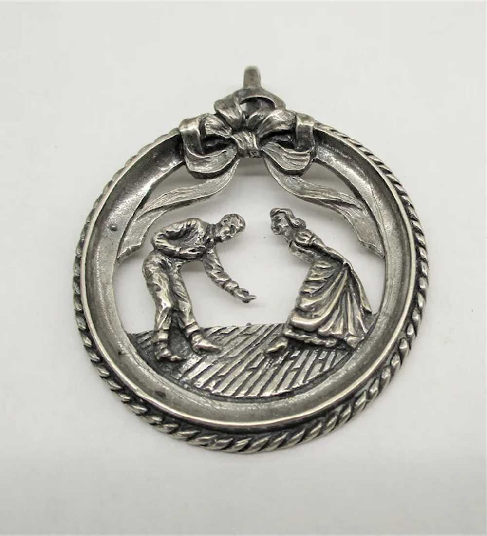 Romantic Vintage Sterling Silver Pendant - Dancin… - image 3