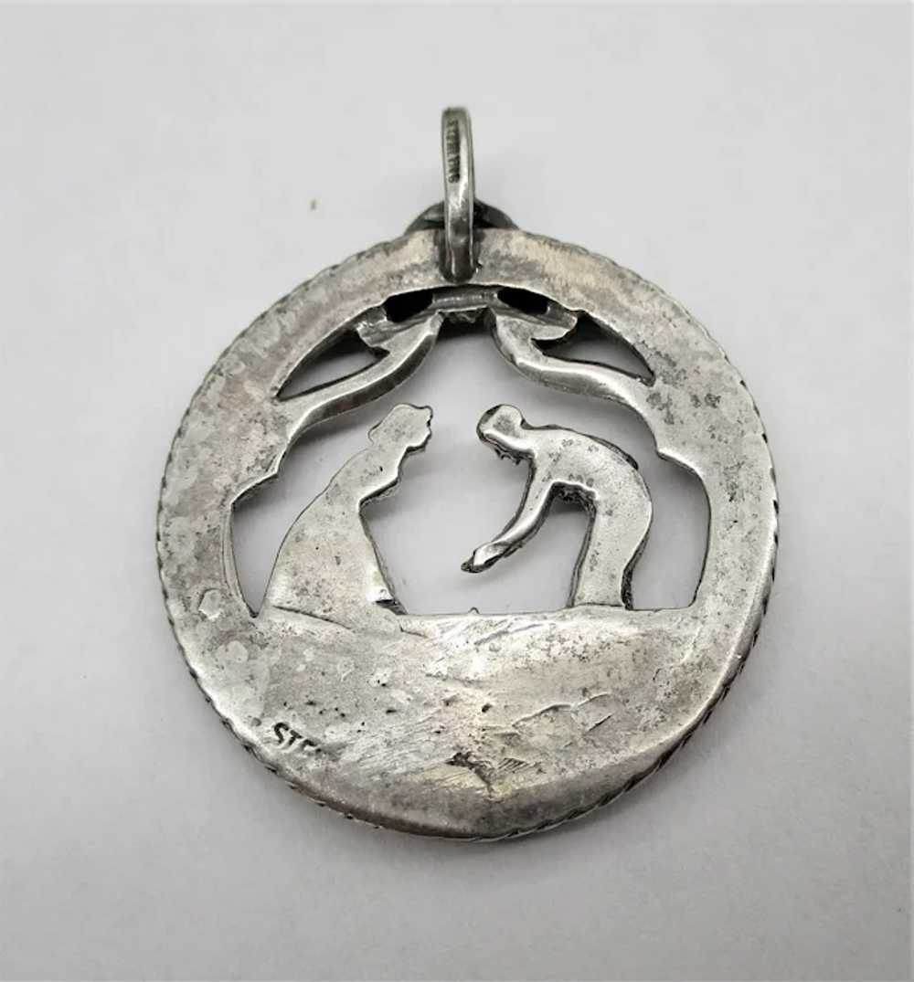 Romantic Vintage Sterling Silver Pendant - Dancin… - image 5