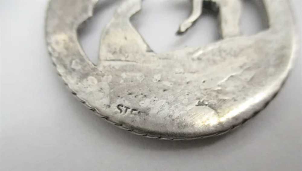 Romantic Vintage Sterling Silver Pendant - Dancin… - image 6