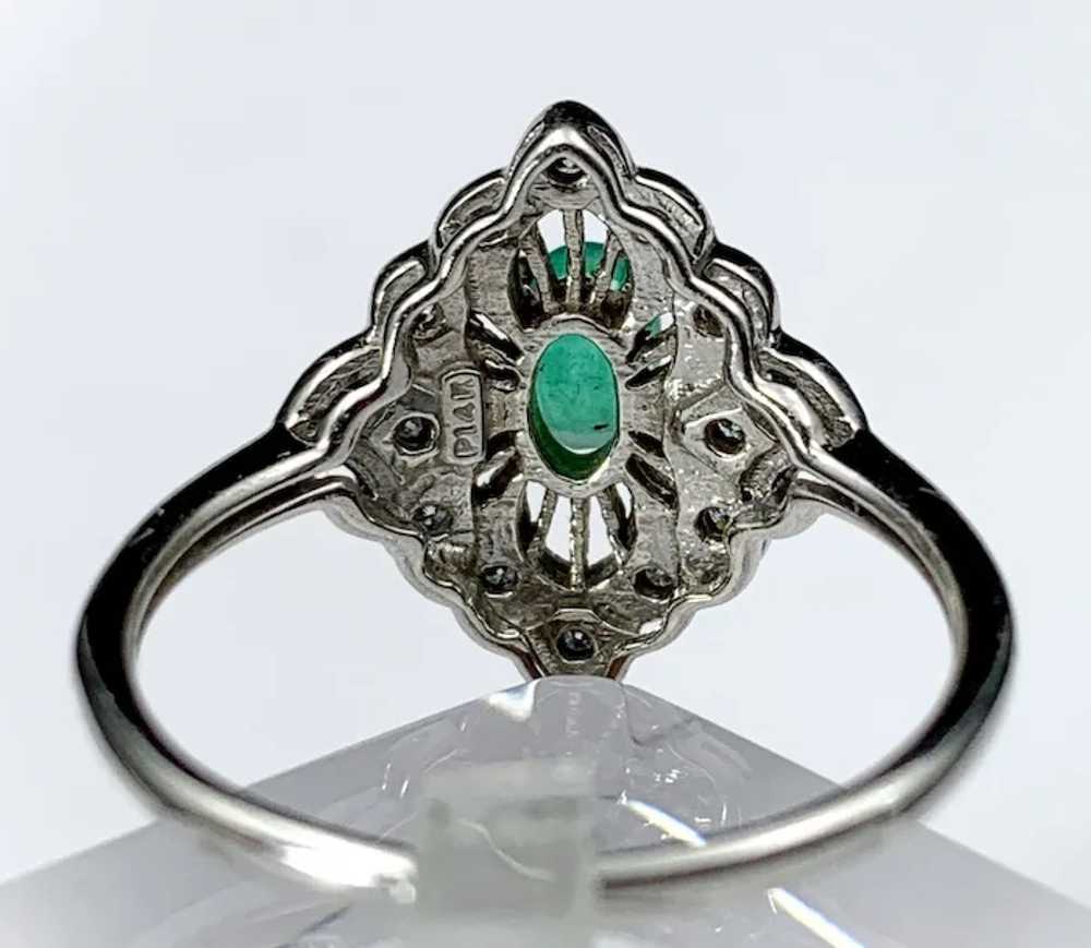Alluring Art Deco  White 14K, Diamond & Emerald R… - image 5