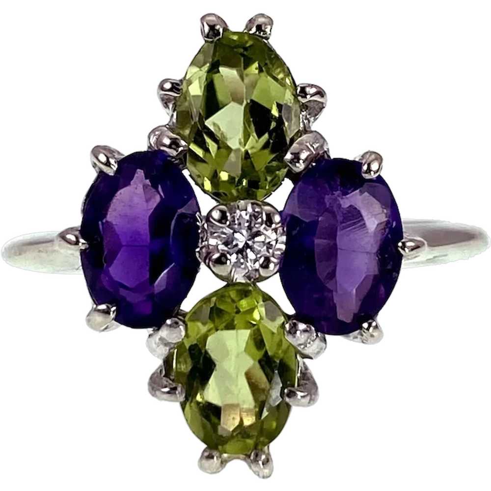 14K Diamond, Amethyst & Peridot (Suffragette Colo… - image 1