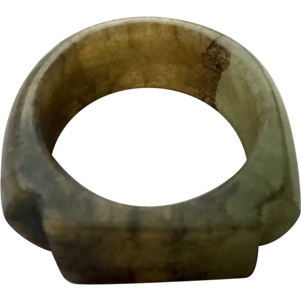 Art Deco Chinese Carved Jade Saddle Ring - image 1