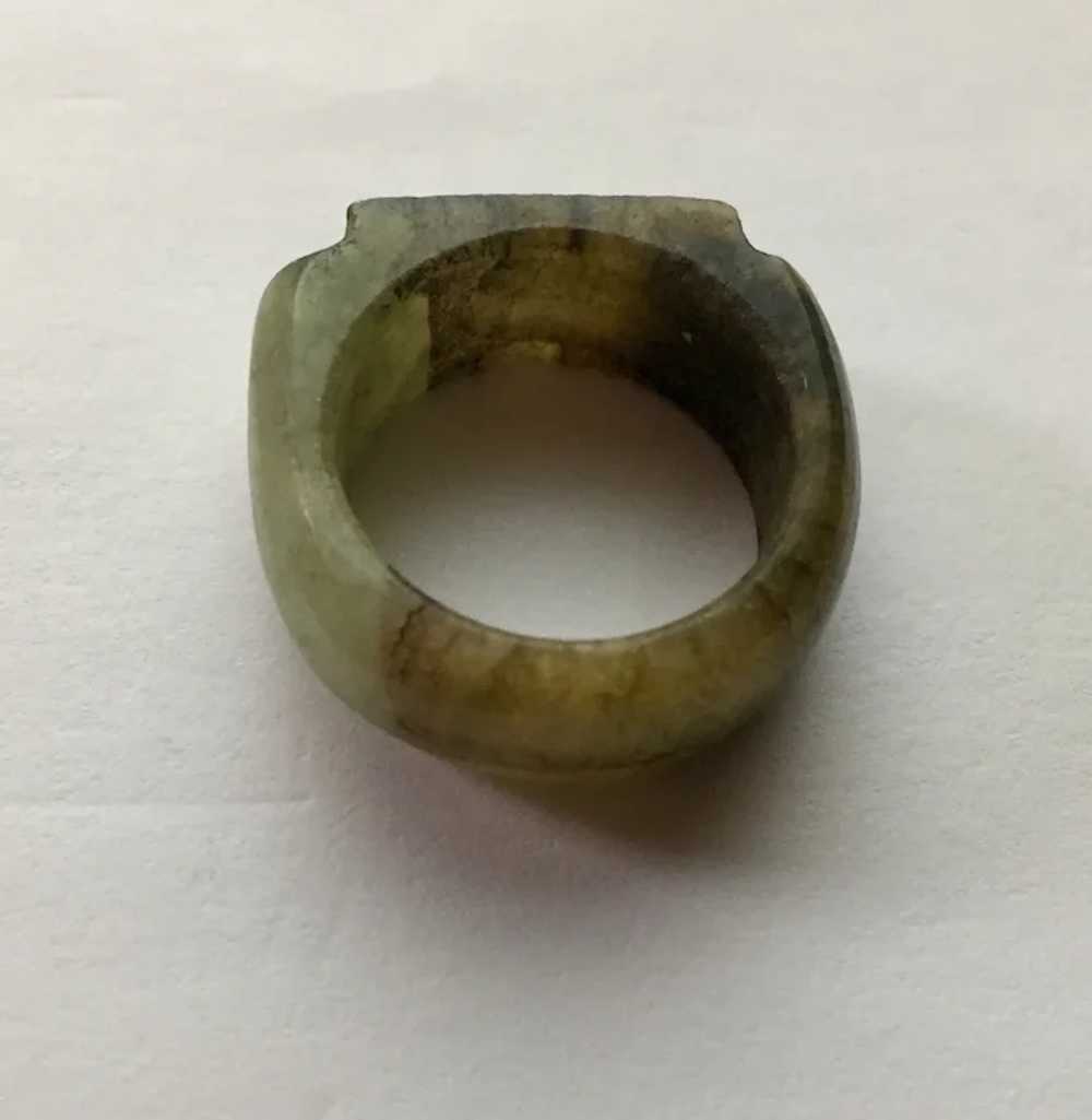 Art Deco Chinese Carved Jade Saddle Ring - image 2