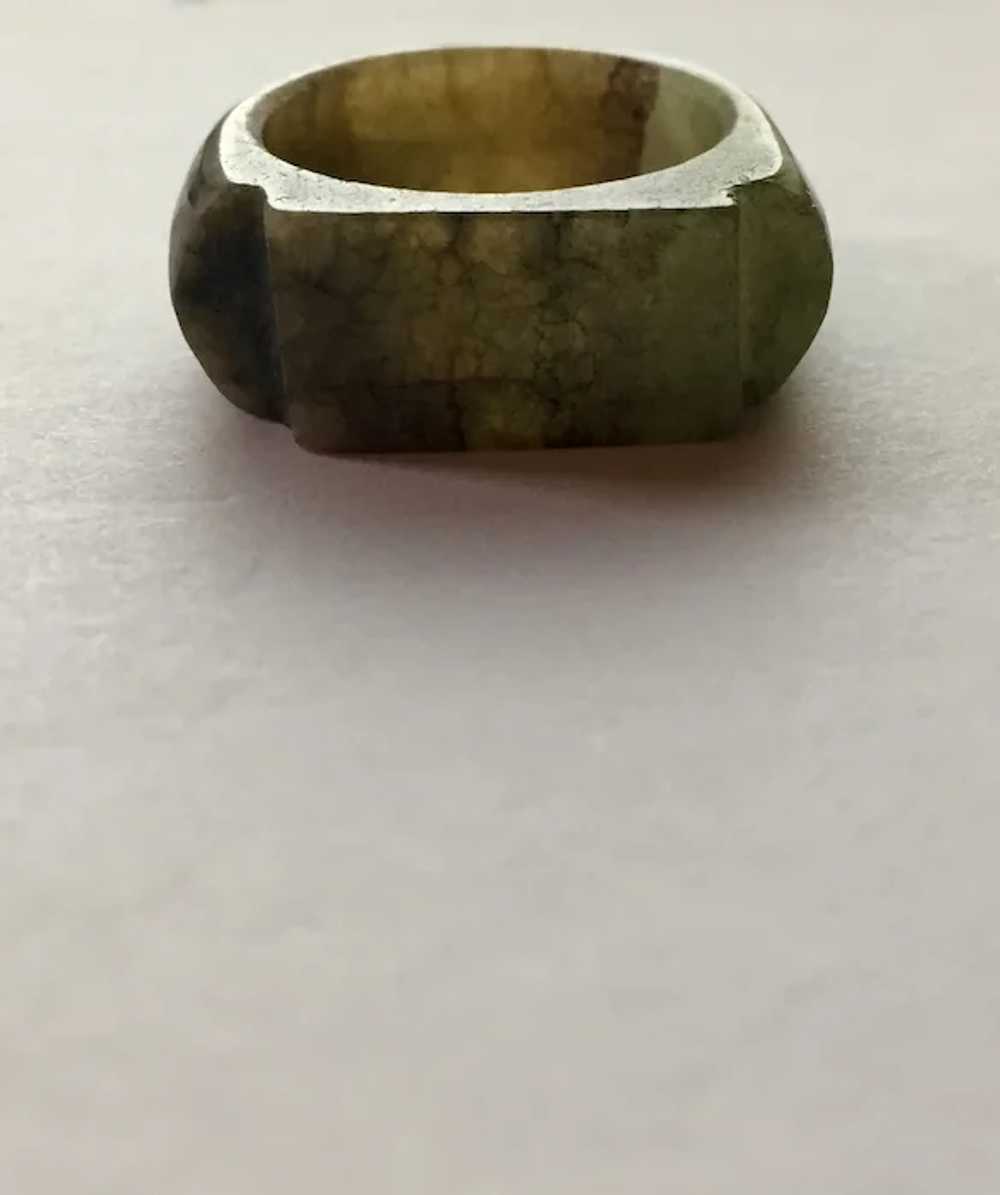 Art Deco Chinese Carved Jade Saddle Ring - image 3