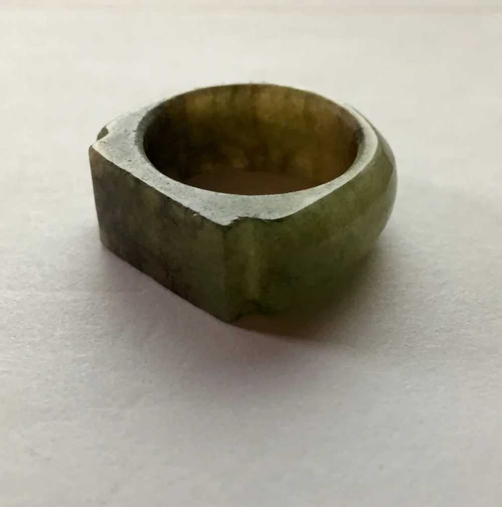 Art Deco Chinese Carved Jade Saddle Ring - image 4