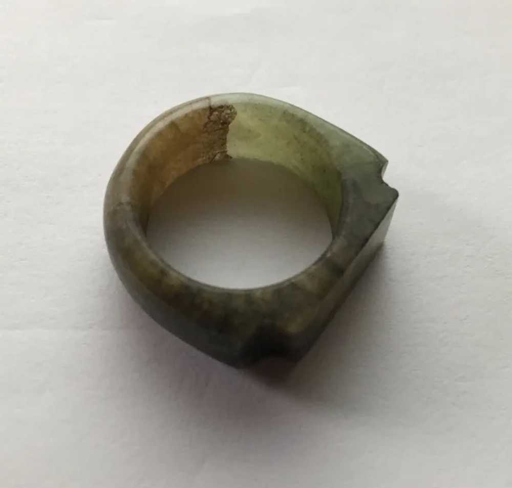 Art Deco Chinese Carved Jade Saddle Ring - image 5