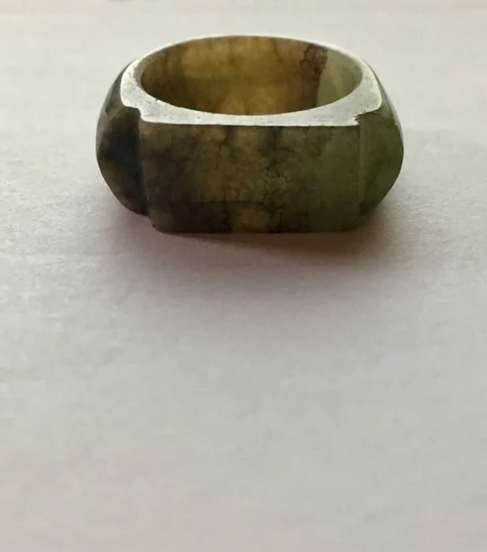 Art Deco Chinese Carved Jade Saddle Ring - image 6