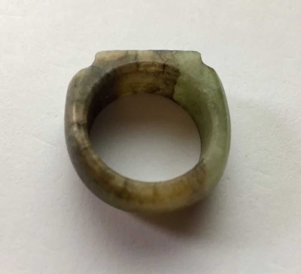 Art Deco Chinese Carved Jade Saddle Ring - image 9