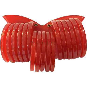 Important 1930s Red Bakelite Articulated Slices Ge