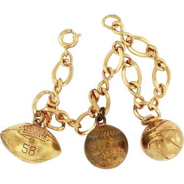12K Gold Filled Sports Charms & Bracelet - image 1
