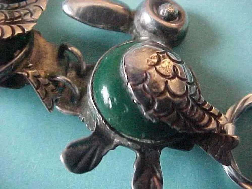 Vintage Mexico Sterling & Stone Art Deco Bird Bra… - image 3