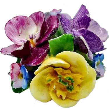 Coleport porcelain bone China figural floral broo… - image 1