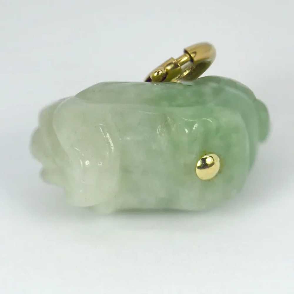 Carved Green Jade Rooster 9K Yellow Gold Charm Pe… - image 10