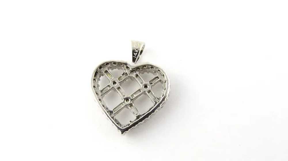 Vintage 14K White Gold Diamond Criss Cross Heart … - image 4
