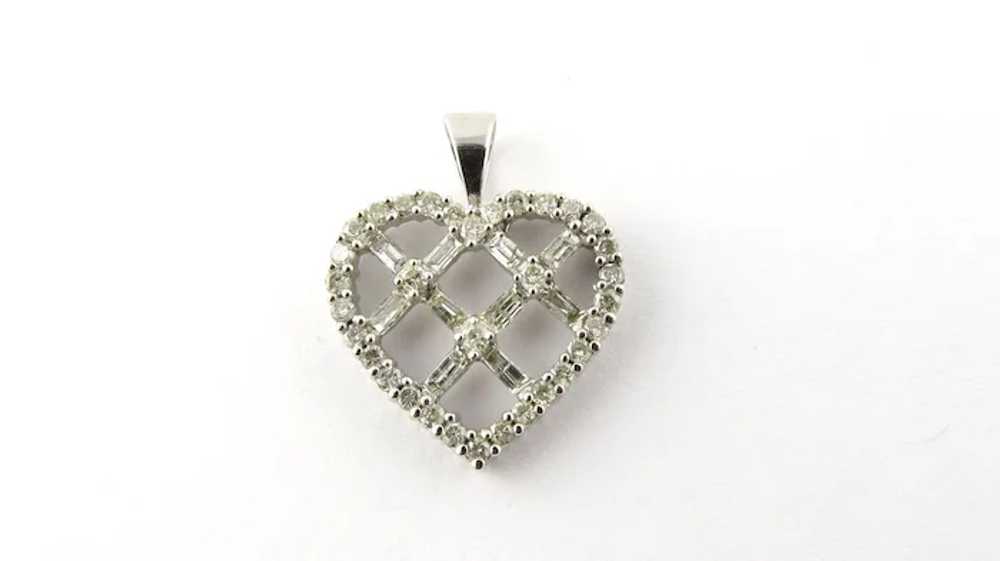 Vintage 14K White Gold Diamond Criss Cross Heart … - image 6