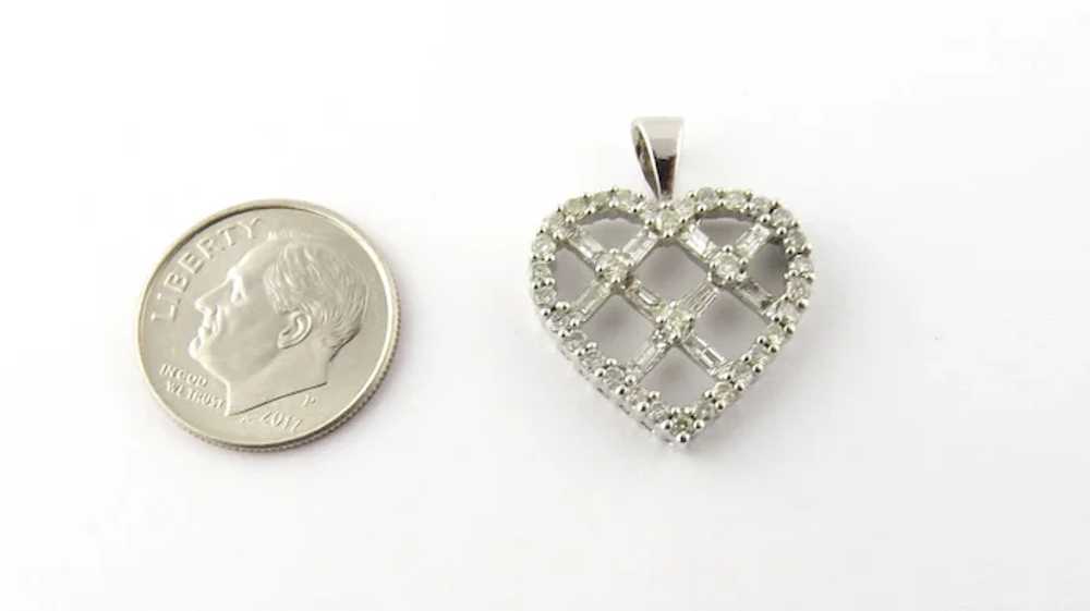 Vintage 14K White Gold Diamond Criss Cross Heart … - image 9