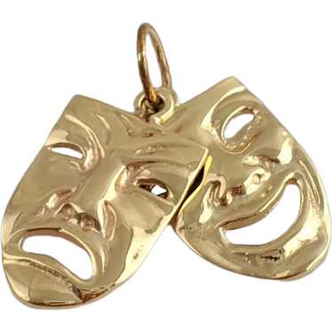 Vintage 14K Yellow Gold Comedy & Tragedy Mask Char