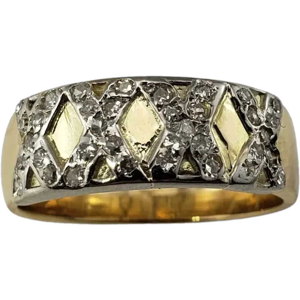 Vintage 14 Karat Yellow Gold and Diamond Band Rin… - image 1