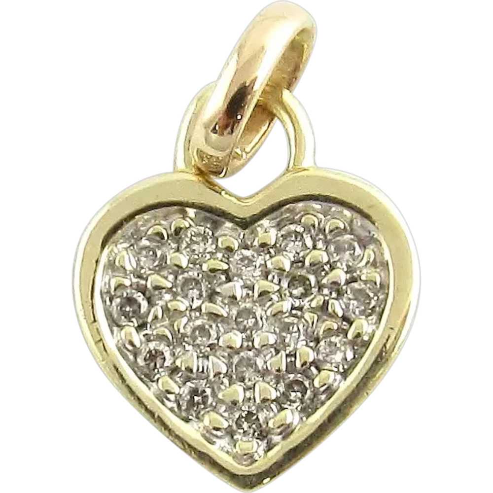 Vintage 10 Karat Yellow Gold and Diamond Heart Pe… - image 1