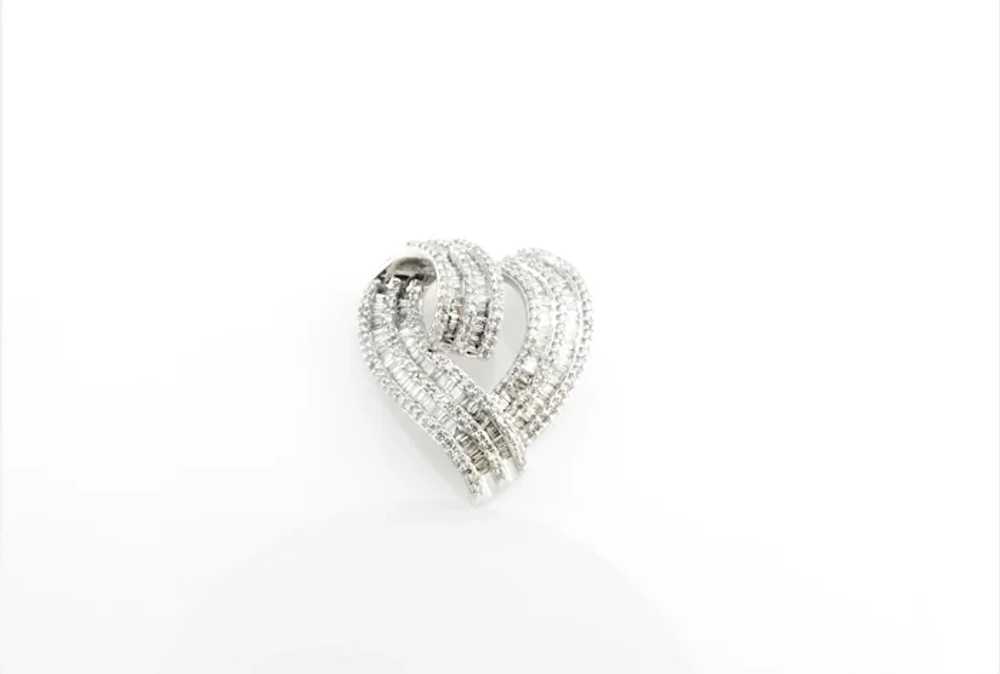 Vintage 10 Karat White Gold Diamond Heart Slide P… - image 2