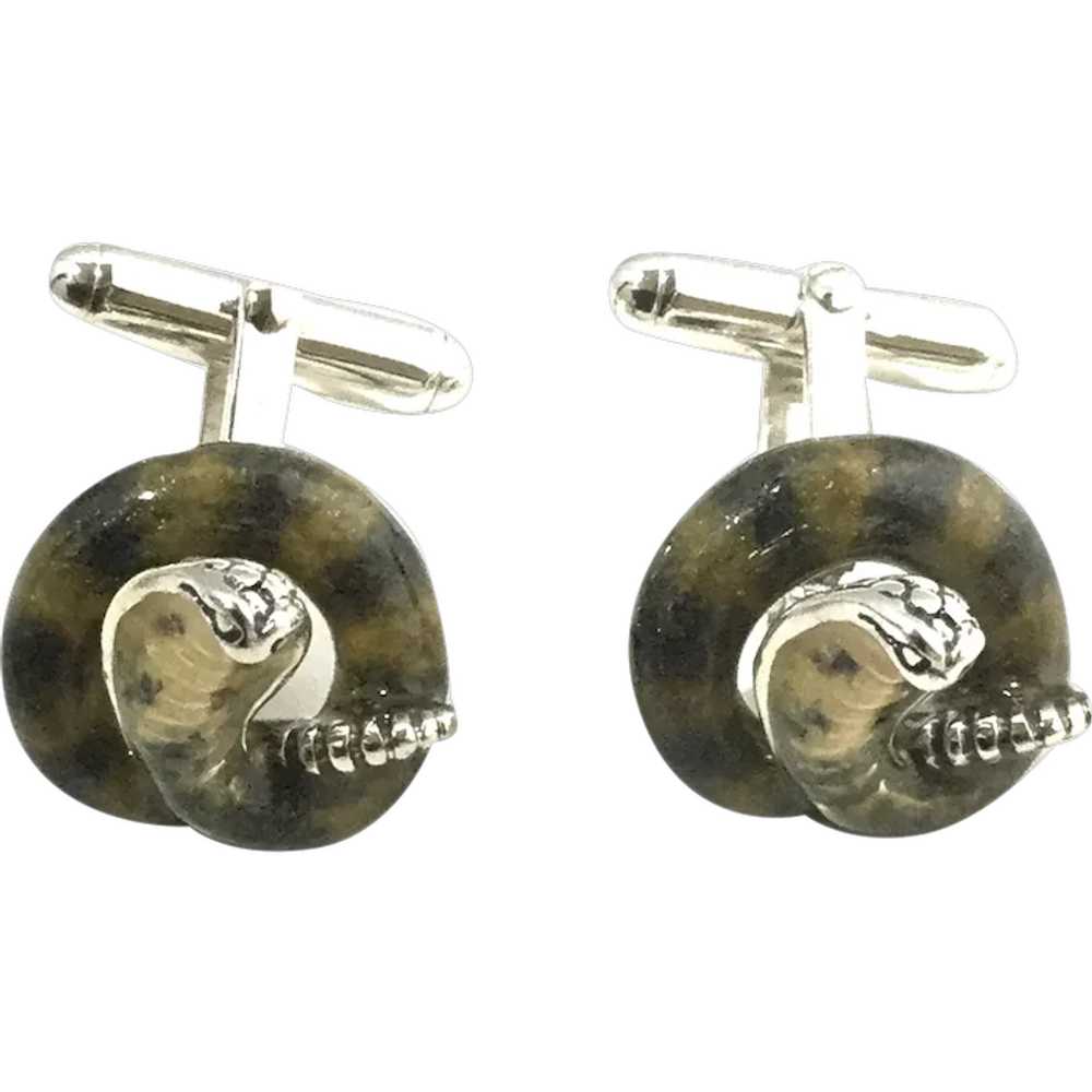 Thistle & Bee Sterling Silver Cobra Cufflinks - image 1