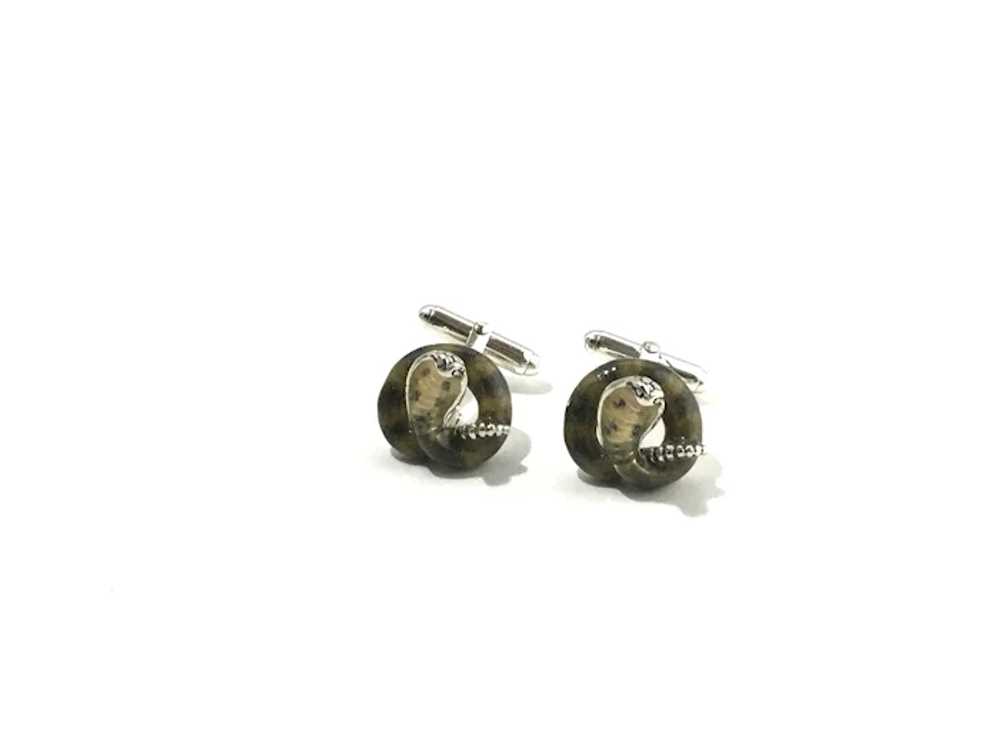 Thistle & Bee Sterling Silver Cobra Cufflinks - image 2
